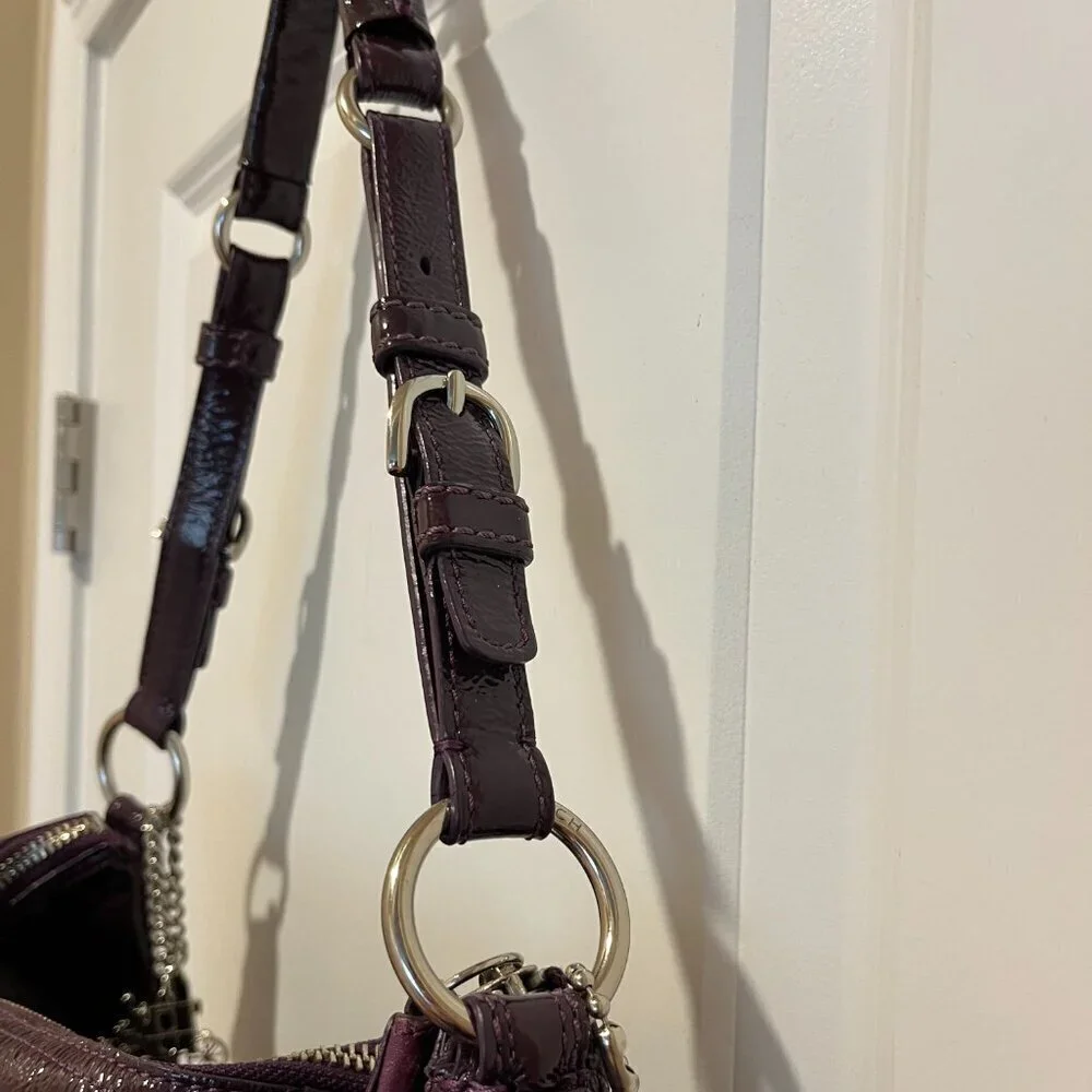 Coach HOBO Shoulder Bag, Purple Patent Leather with HANG TAGS zip close